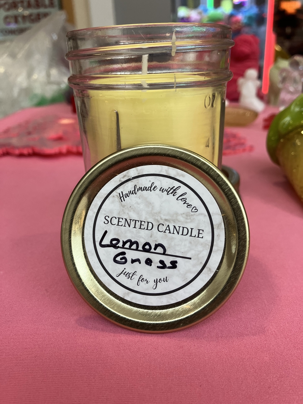 Handmade Lemon Grass Scented Candle - Yellow Jar